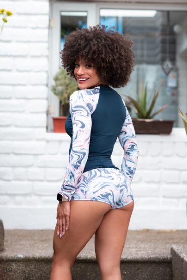 Traje de baño de dos piezas buzo camiseta